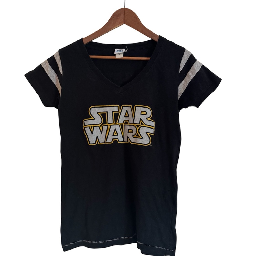 Vintage Silver Star Wars V neck baseball T-Shirt